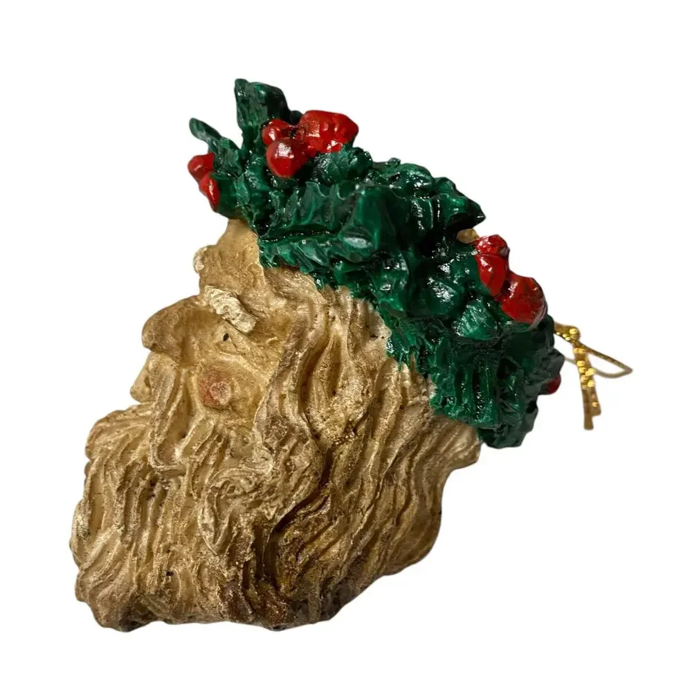 1980's Vintage Plaster Santa Claus Christmas Ornament Made in Taiwan